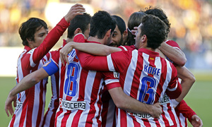 Temporada 13/14. Copa del Rey. Sant Andreu Atlético de Madrid. Celebración gol